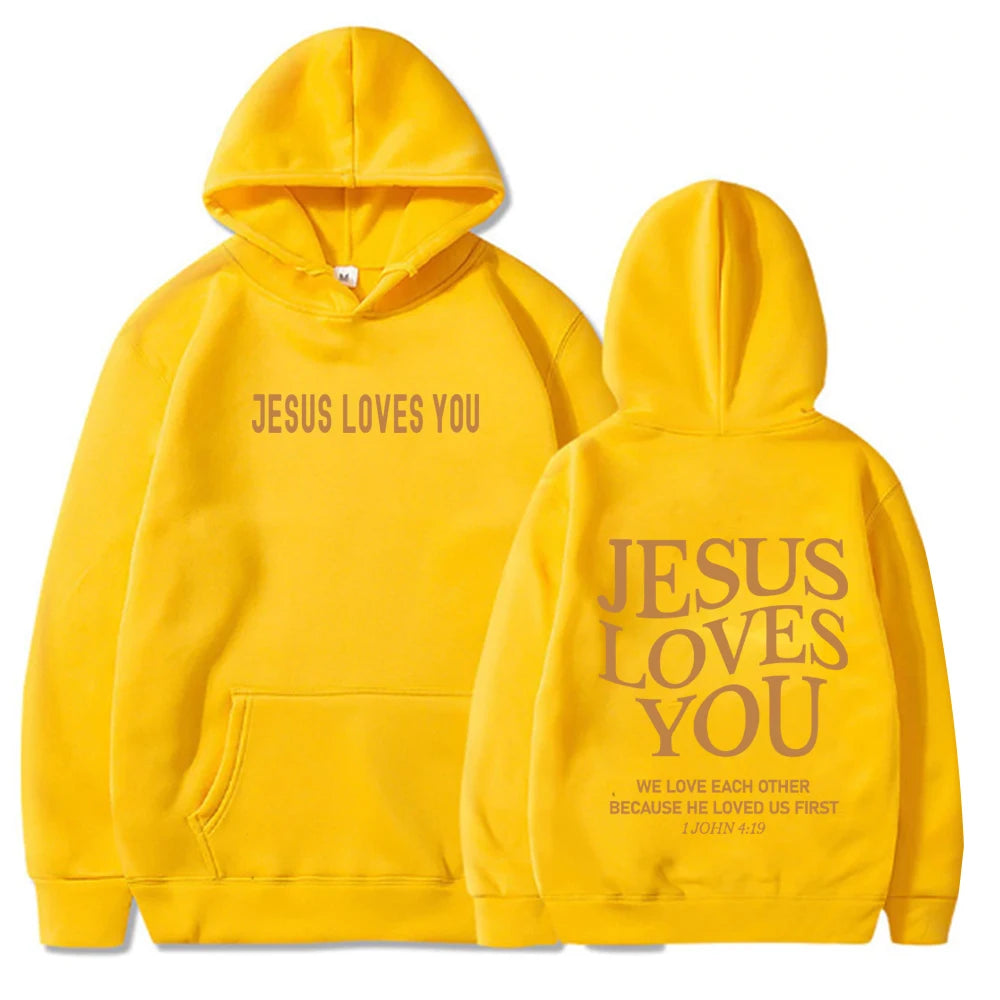 Jesus Loves You Hoodie Christian Jesus Bible Verse Hoodie Religious Faith Sweatshirt Harajuku Hip Hop Pullover Tops Sweatshirt