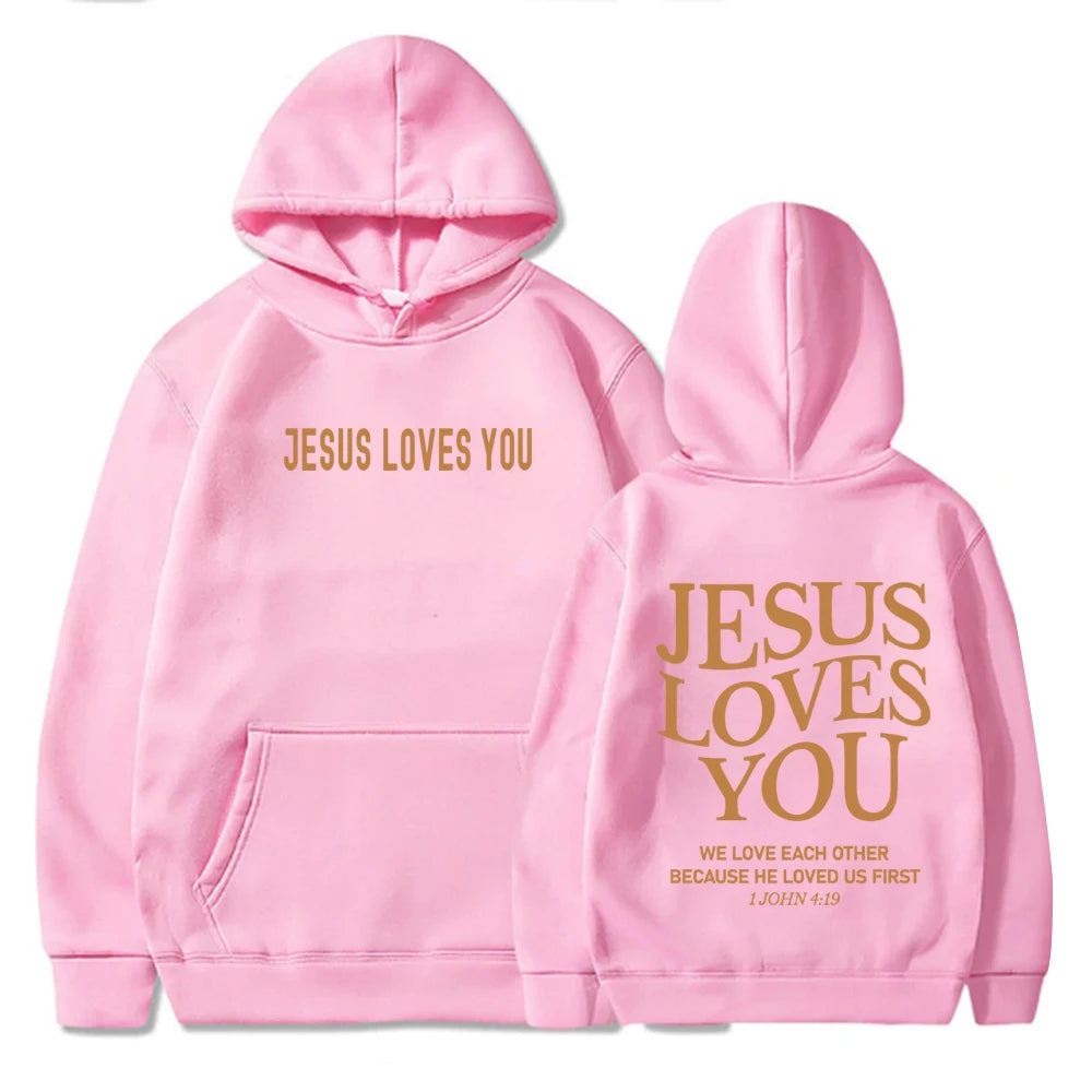 Jesus Loves You Hoodie Christian Jesus Bible Verse Hoodie Religious Faith Sweatshirt Harajuku Hip Hop Pullover Tops Sweatshirt