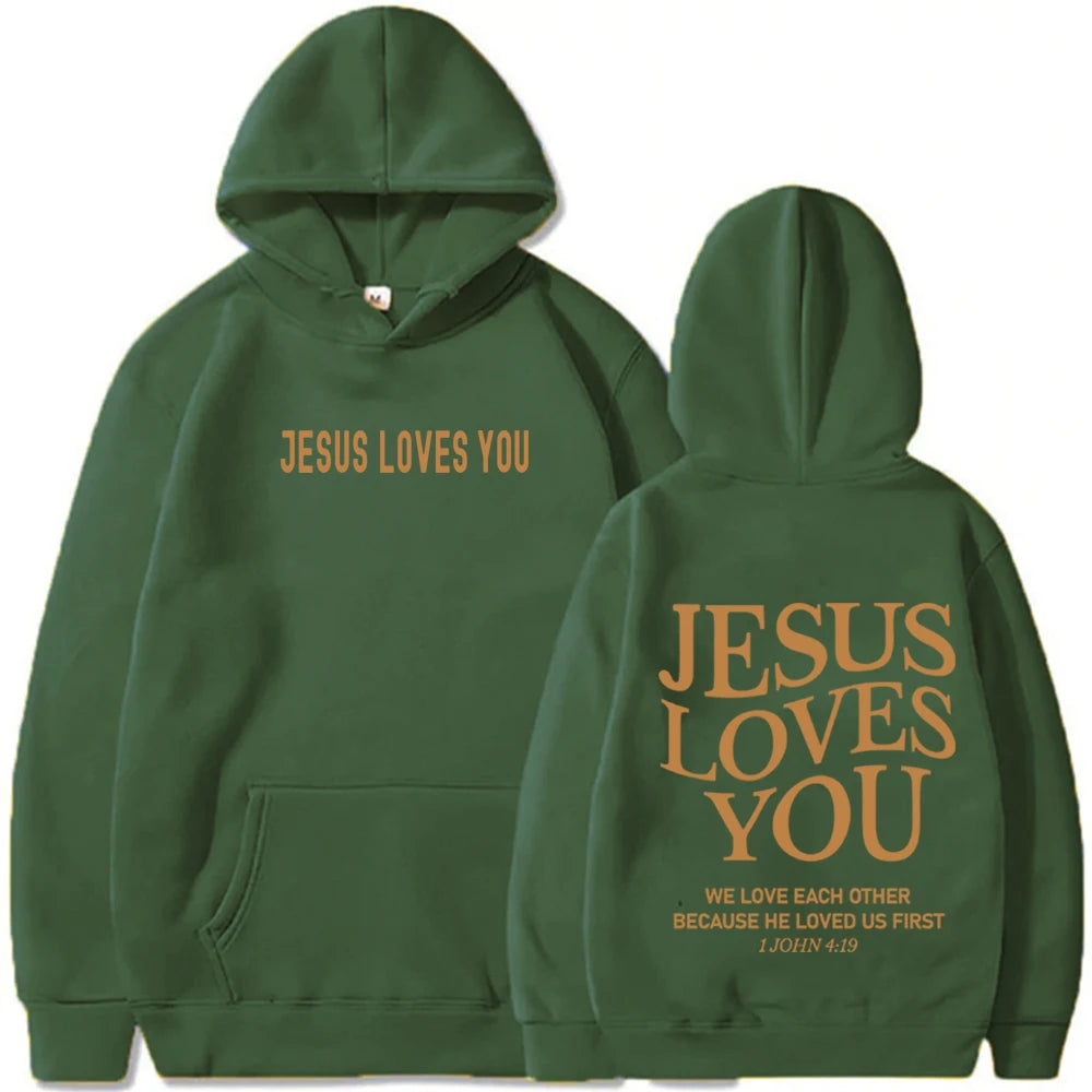 Jesus Loves You Hoodie Christian Jesus Bible Verse Hoodie Religious Faith Sweatshirt Harajuku Hip Hop Pullover Tops Sweatshirt
