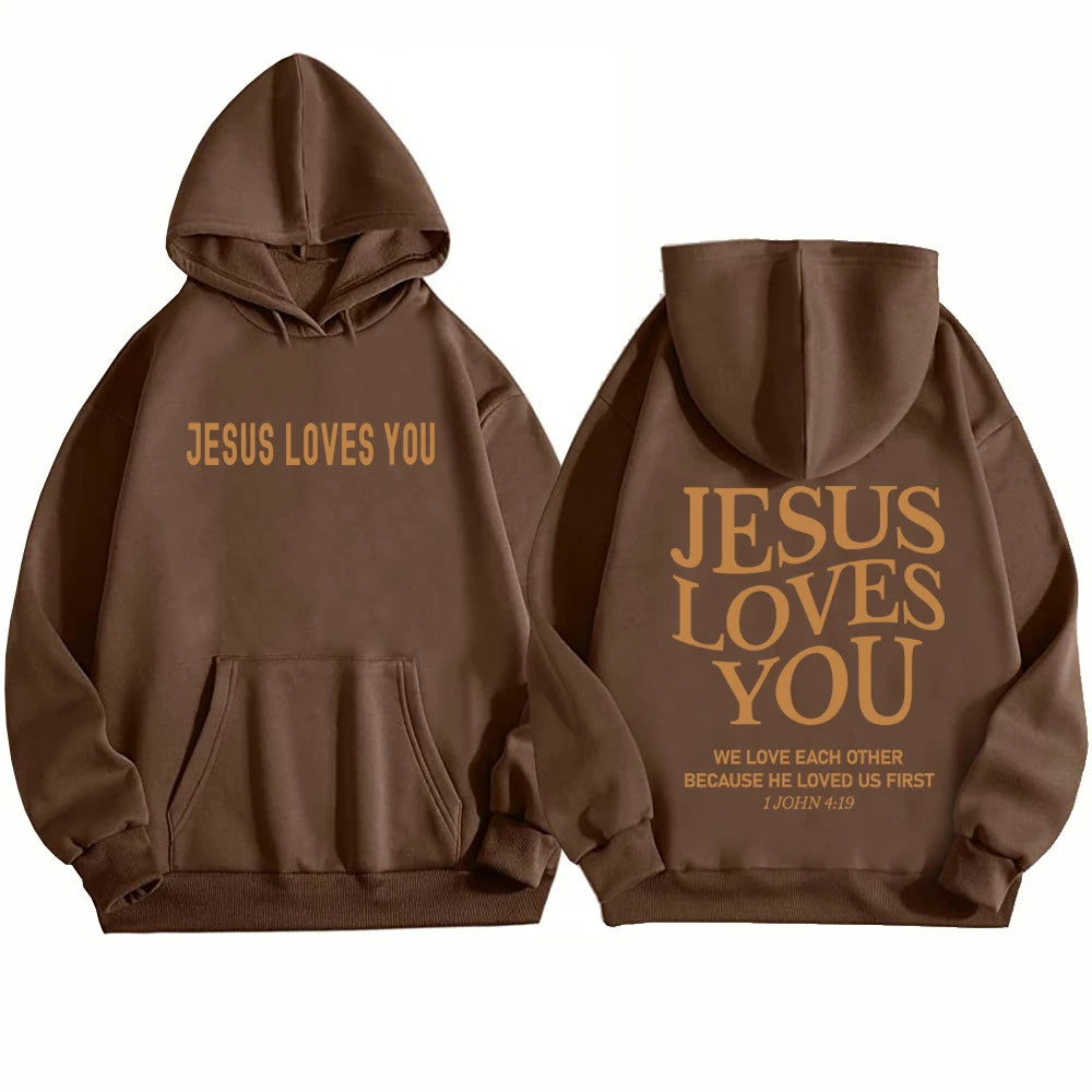 Jesus Loves You Hoodie Christian Jesus Bible Verse Hoodie Religious Faith Sweatshirt Harajuku Hip Hop Pullover Tops Sweatshirt