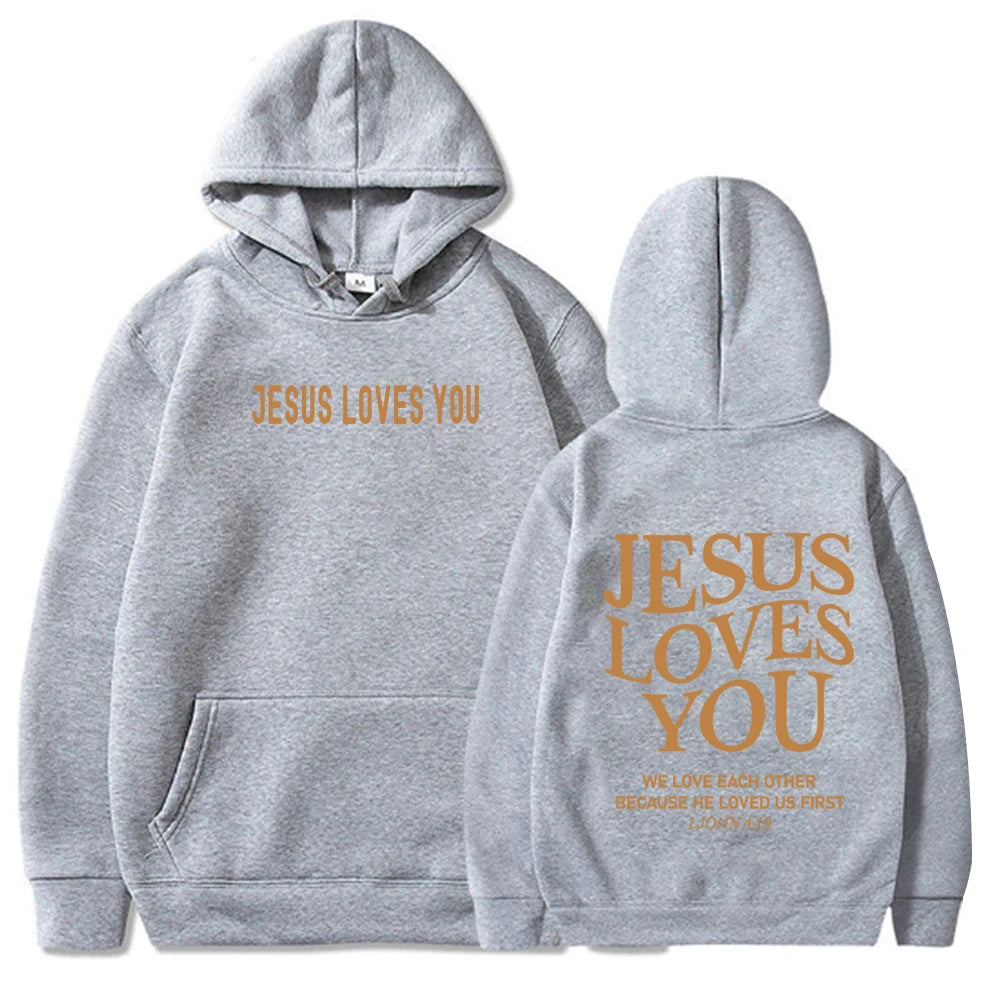 Jesus Loves You Hoodie Christian Jesus Bible Verse Hoodie Religious Faith Sweatshirt Harajuku Hip Hop Pullover Tops Sweatshirt