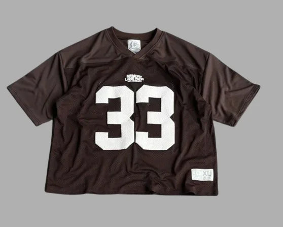 Streetwear Football Sports Pink Oversized Jersey Gothic Harajuku Number 33 Graphic Puff Print T Shirt New Fashion Tops Men Women