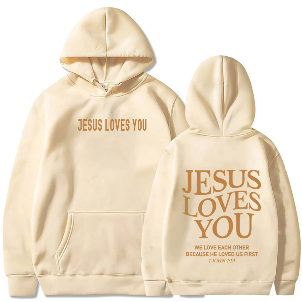 Jesus Loves You Hoodie Christian Jesus Bible Verse Hoodie Religious Faith Sweatshirt Harajuku Hip Hop Pullover Tops Sweatshirt