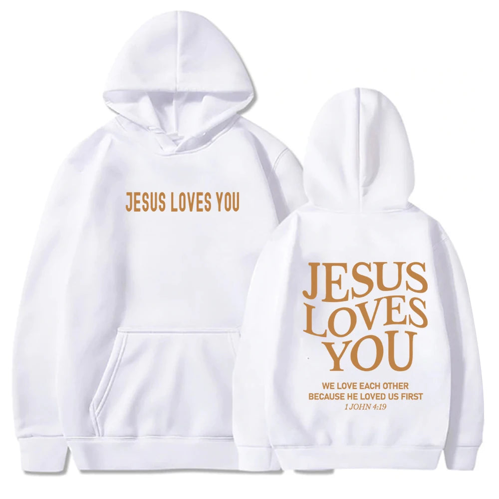 Jesus Loves You Hoodie Christian Jesus Bible Verse Hoodie Religious Faith Sweatshirt Harajuku Hip Hop Pullover Tops Sweatshirt
