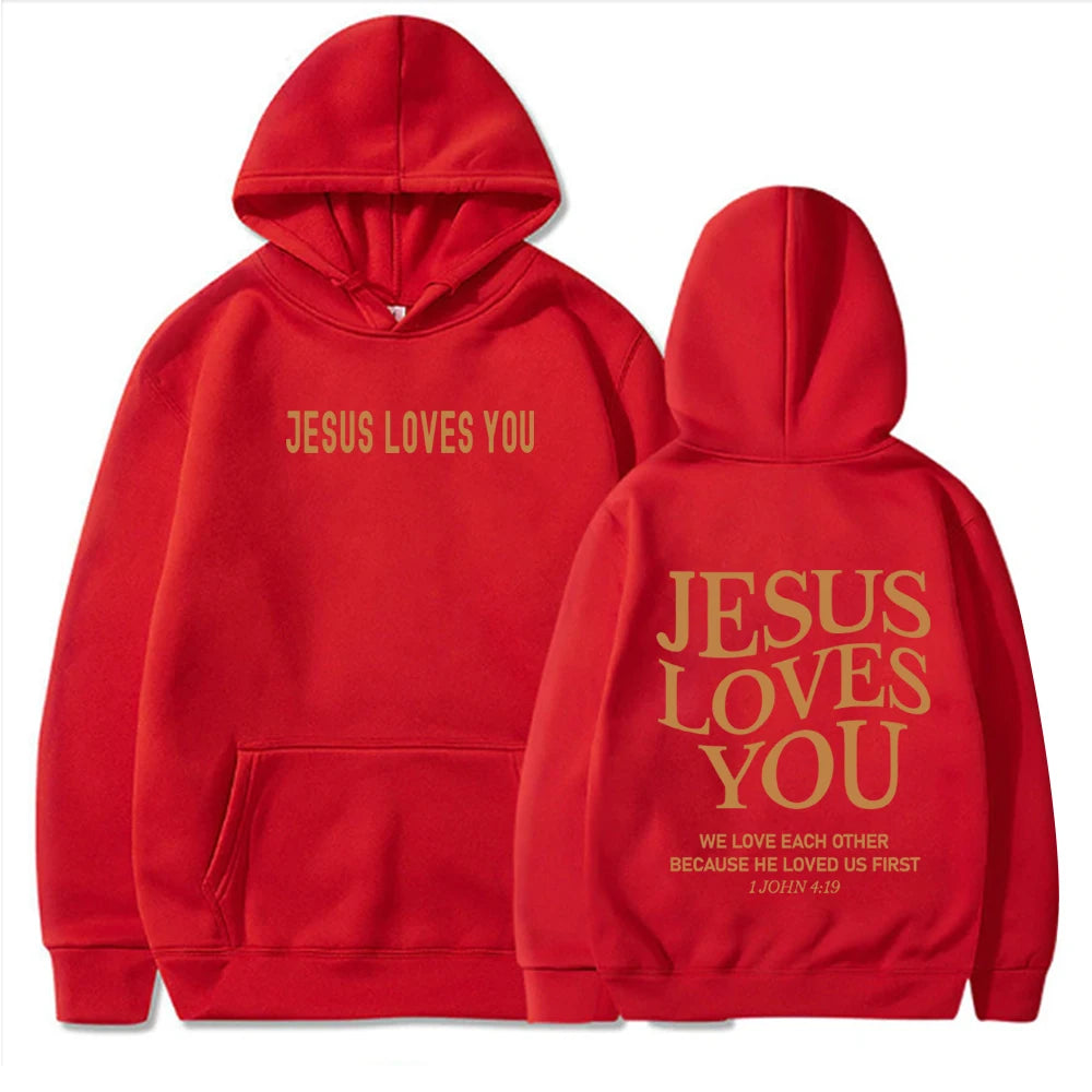 Jesus Loves You Hoodie Christian Jesus Bible Verse Hoodie Religious Faith Sweatshirt Harajuku Hip Hop Pullover Tops Sweatshirt