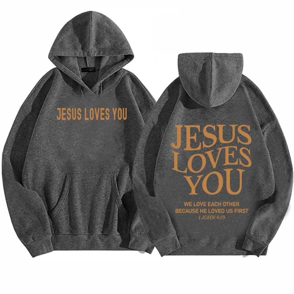 Jesus Loves You Hoodie Christian Jesus Bible Verse Hoodie Religious Faith Sweatshirt Harajuku Hip Hop Pullover Tops Sweatshirt
