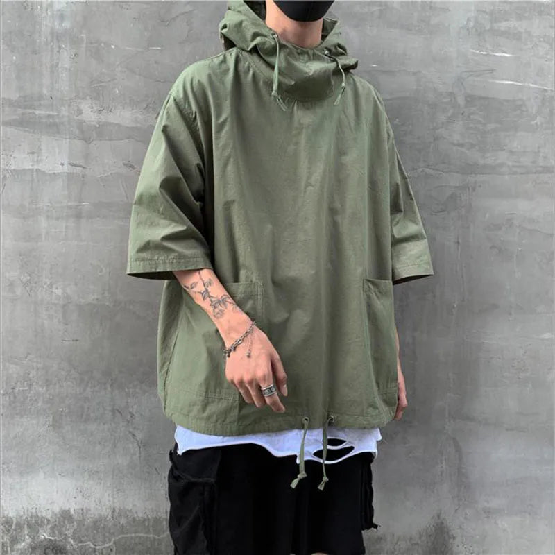 Men's T-shirt Hip Hop Streetwear Summer Harajuku Hooded T Shirt 2021Hombres Fashion Loose Half-sleeved Pullover