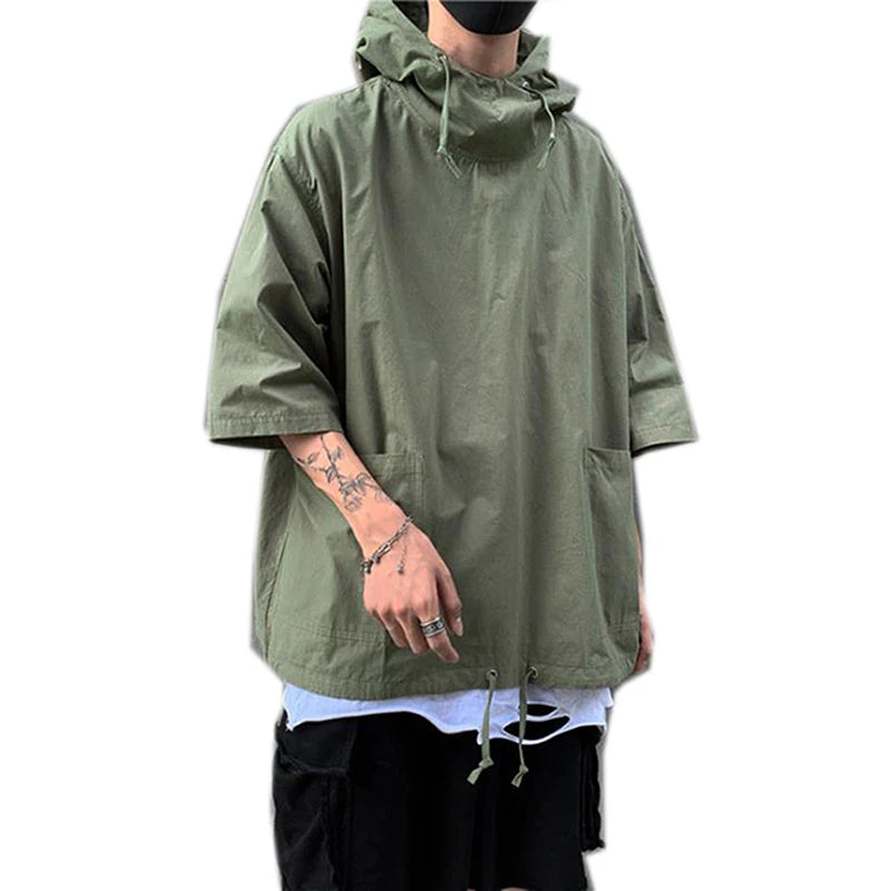 Men's T-shirt Hip Hop Streetwear Summer Harajuku Hooded T Shirt 2021Hombres Fashion Loose Half-sleeved Pullover