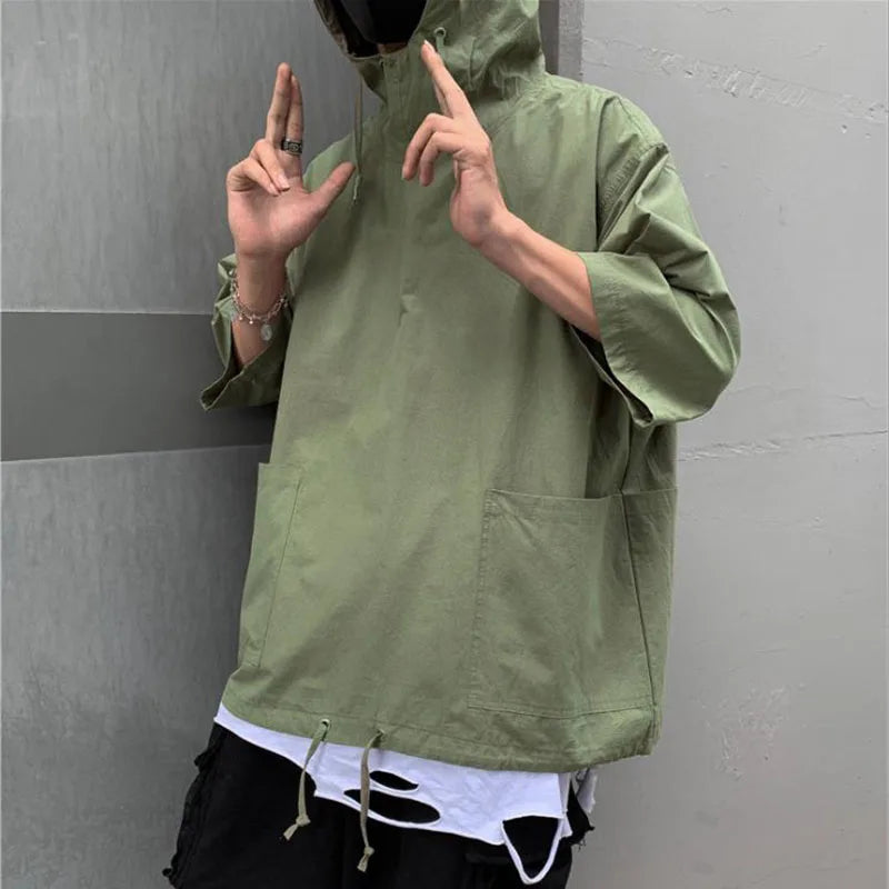 Men's T-shirt Hip Hop Streetwear Summer Harajuku Hooded T Shirt 2021Hombres Fashion Loose Half-sleeved Pullover