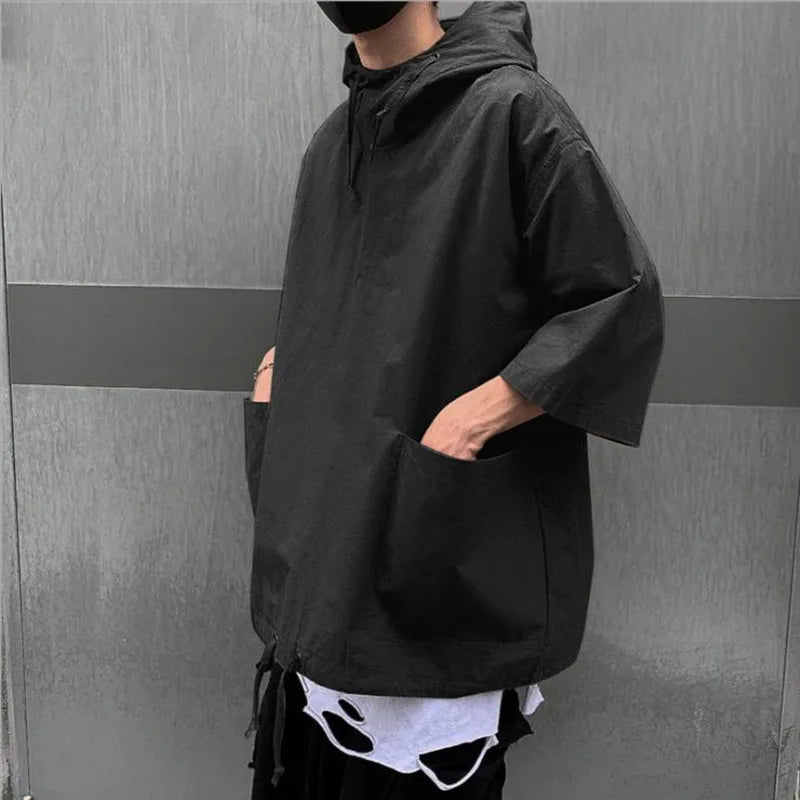 Men's T-shirt Hip Hop Streetwear Summer Harajuku Hooded T Shirt 2021Hombres Fashion Loose Half-sleeved Pullover